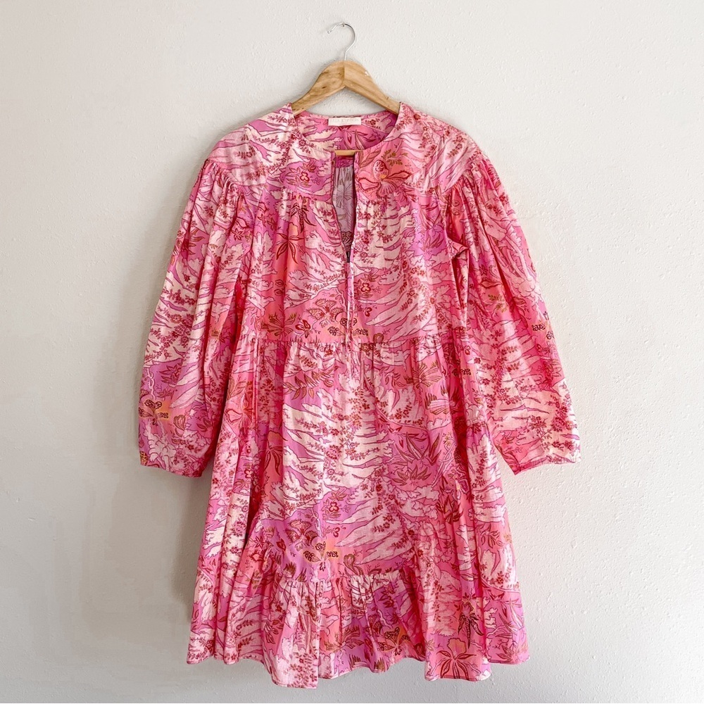 Ulla Johnson | Leiko Floral Print Tropical Pink Dress, Vacation, 8 - Picture 3 of 16